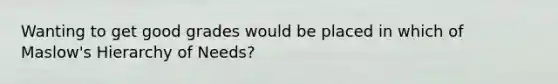 Wanting to get good grades would be placed in which of Maslow's Hierarchy of Needs?