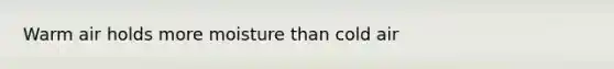 Warm air holds more moisture than cold air