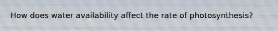 How does water availability affect the rate of photosynthesis?