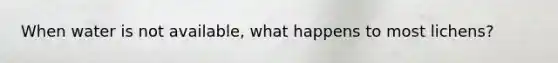 When water is not available, what happens to most lichens?