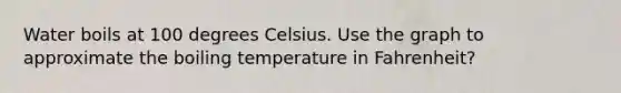 Water boils at 100 degrees Celsius. Use the graph to approximate the boiling temperature in Fahrenheit?