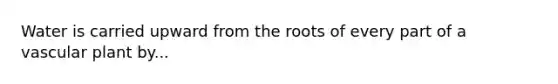 Water is carried upward from the roots of every part of a vascular plant by...