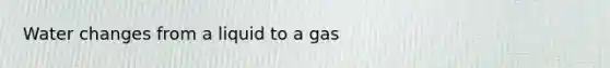 Water changes from a liquid to a gas