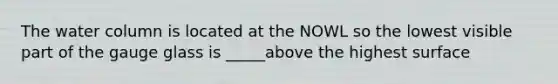 The water column is located at the NOWL so the lowest visible part of the gauge glass is _____above the highest surface