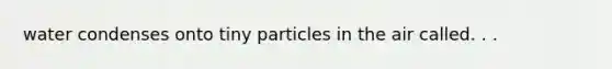 water condenses onto tiny particles in the air called. . .