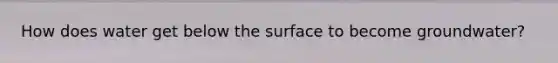 How does water get below the surface to become groundwater?