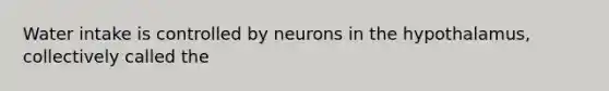 Water intake is controlled by neurons in the hypothalamus, collectively called the