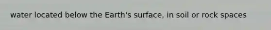 water located below the Earth's surface, in soil or rock spaces