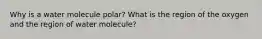 Why is a water molecule polar? What is the region of the oxygen and the region of water molecule?