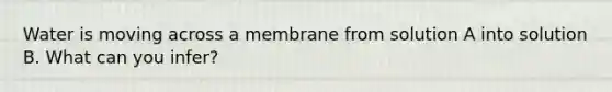 Water is moving across a membrane from solution A into solution B. What can you infer?