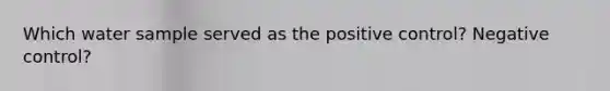 Which water sample served as the positive control? Negative control?