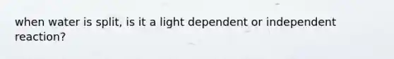 when water is split, is it a light dependent or independent reaction?