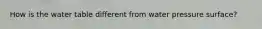 How is the water table different from water pressure surface?