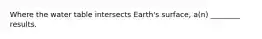 Where the water table intersects Earth's surface, a(n) ________ results.