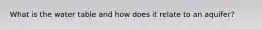 What is the water table and how does it relate to an aquifer?
