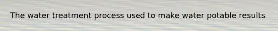 The water treatment process used to make water potable results