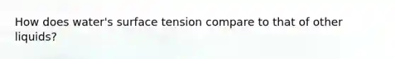How does water's surface tension compare to that of other liquids?