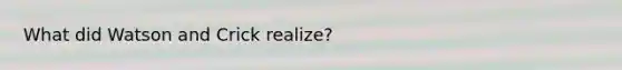 What did Watson and Crick realize?