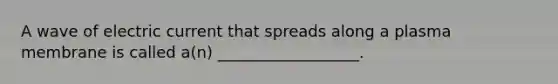 A wave of electric current that spreads along a plasma membrane is called a(n) __________________.
