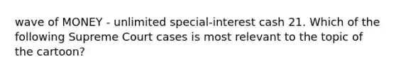 wave of MONEY - unlimited special-interest cash 21. Which of the following Supreme Court cases is most relevant to the topic of the cartoon?