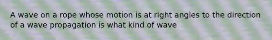 A wave on a rope whose motion is at right angles to the direction of a wave propagation is what kind of wave