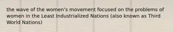 the wave of the women's movement focused on the problems of women in the Least Industrialized Nations (also known as Third World Nations)