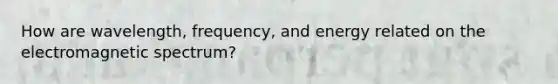 How are wavelength, frequency, and energy related on the electromagnetic spectrum?
