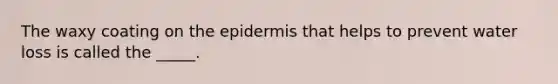 The waxy coating on the epidermis that helps to prevent water loss is called the _____.