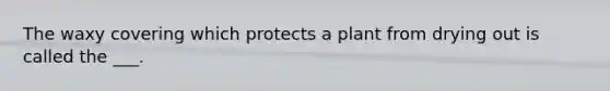 The waxy covering which protects a plant from drying out is called the ___.