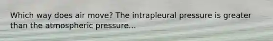 Which way does air move? The intrapleural pressure is greater than the atmospheric pressure...