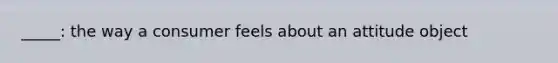 _____: the way a consumer feels about an attitude object