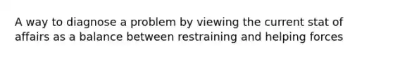 A way to diagnose a problem by viewing the current stat of affairs as a balance between restraining and helping forces