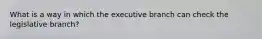 What is a way in which the executive branch can check the legislative branch?