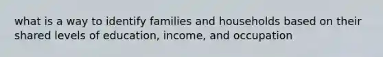 what is a way to identify families and households based on their shared levels of education, income, and occupation