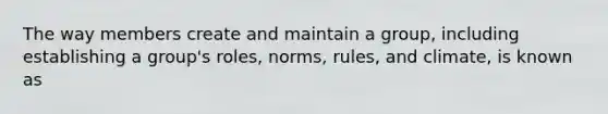 The way members create and maintain a group, including establishing a group's roles, norms, rules, and climate, is known as