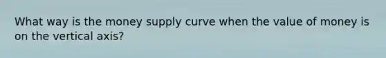 What way is the money supply curve when the value of money is on the vertical axis?