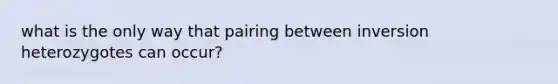 what is the only way that pairing between inversion heterozygotes can occur?