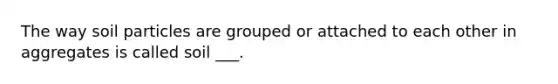 The way soil particles are grouped or attached to each other in aggregates is called soil ___.