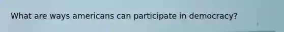 What are ways americans can participate in democracy?