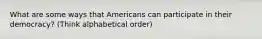 What are some ways that Americans can participate in their democracy? (Think alphabetical order)