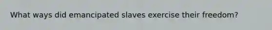 What ways did emancipated slaves exercise their freedom?