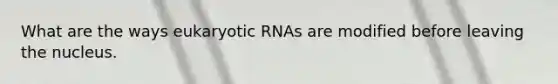 What are the ways eukaryotic RNAs are modified before leaving the nucleus.