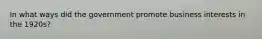 In what ways did the government promote business interests in the 1920s?