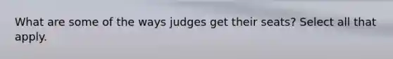 What are some of the ways judges get their seats? Select all that apply.