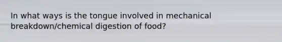 In what ways is the tongue involved in mechanical breakdown/chemical digestion of food?