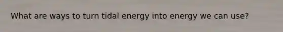 What are ways to turn tidal energy into energy we can use?