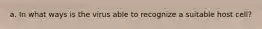 a. In what ways is the virus able to recognize a suitable host cell?