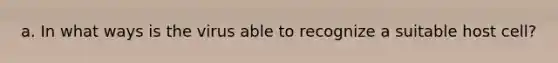 a. In what ways is the virus able to recognize a suitable host cell?