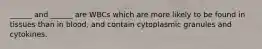 ______ and ______ are WBCs which are more likely to be found in tissues than in blood, and contain cytoplasmic granules and cytokines.