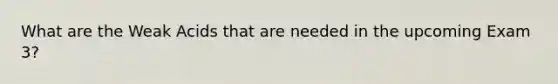 What are the Weak Acids that are needed in the upcoming Exam 3?